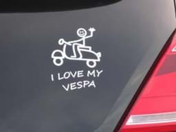 Bild von Aufkleber "I love my Vespa Motiv", weiss