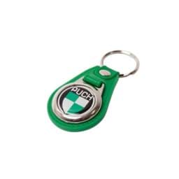 Bild von Schlüsselanhänger mit Emblem "PUCH", Leder, grün