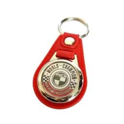 Bild von Schlüsselanhänger mit Emblem "PUCH World Champion", Leder, rot